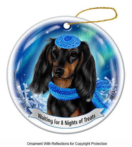 Dachshund Long Haired Hanukkah Ornament