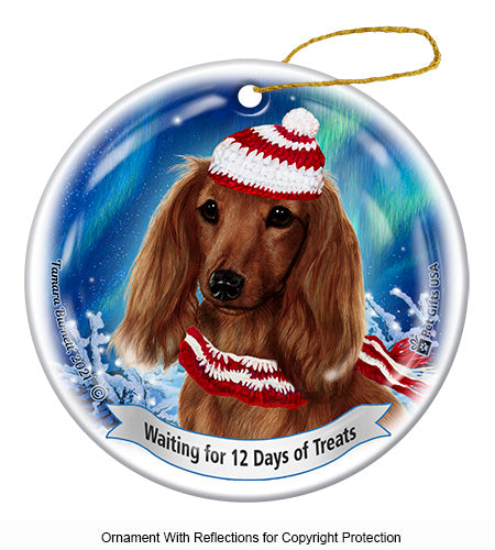 Dachshund Long Haired Red Ornament