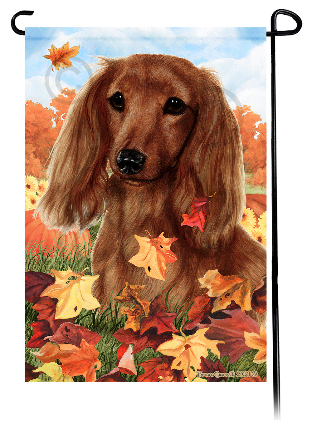 Dachshund Falling Leaves - Garden Flag