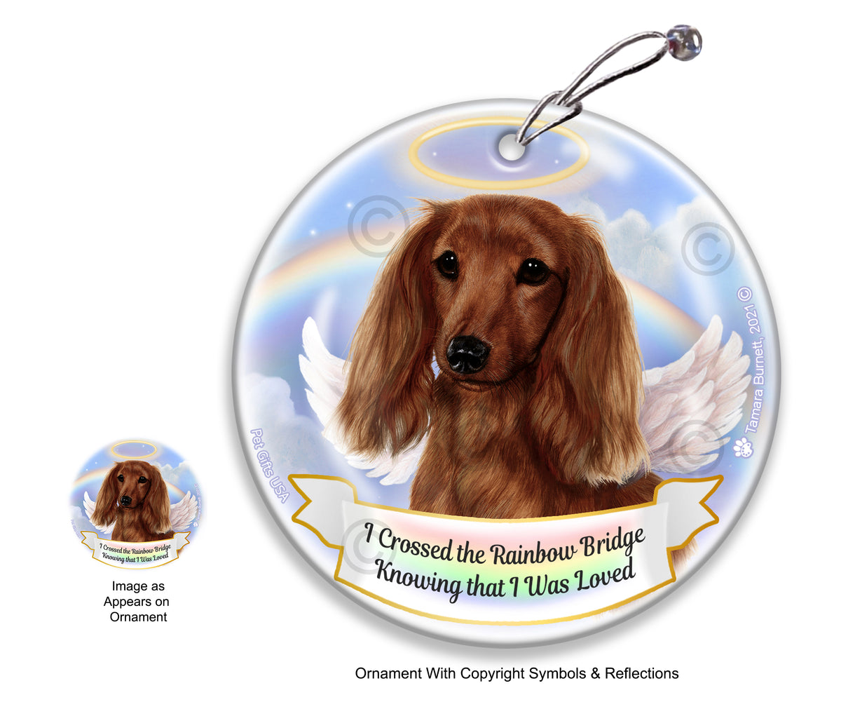 Dachshund Long Haired Red Ornament