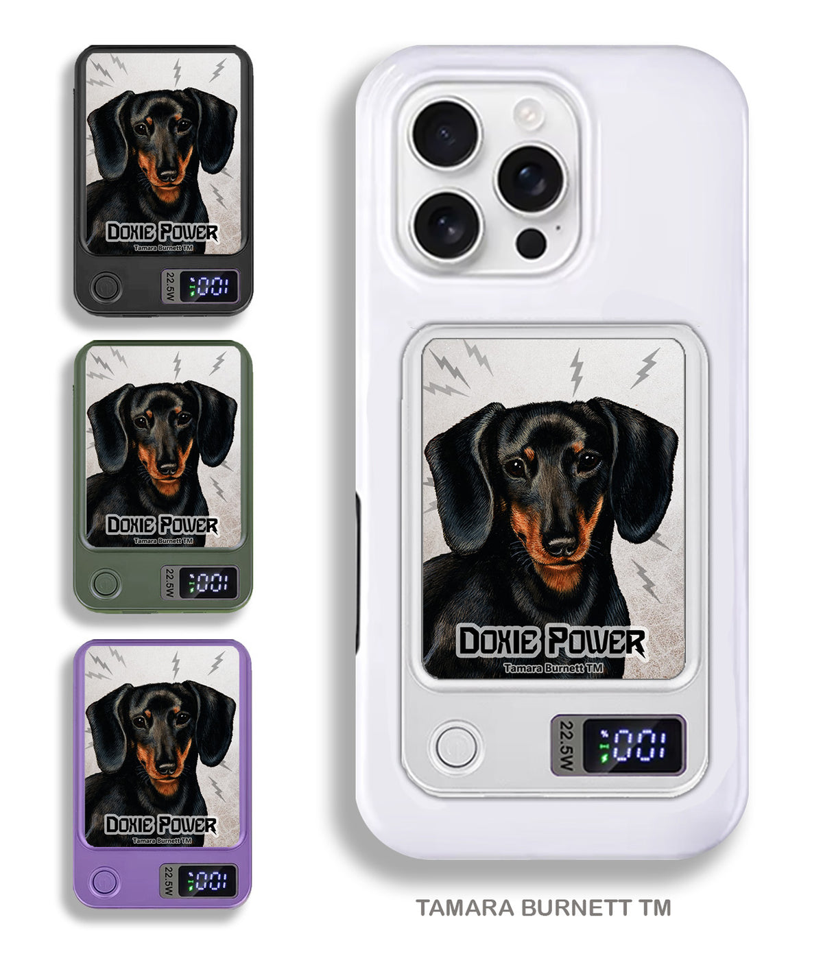 Short-Haired Dachshund Black and Tan Style 2 Phone Bank Wireless Charger