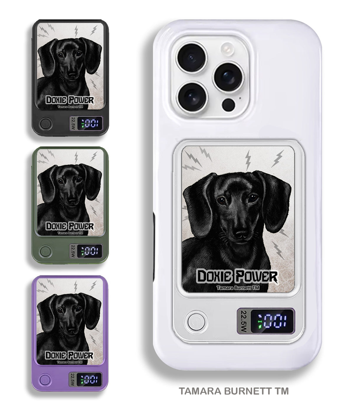 Short-Haired Dachshund Black Phone Bank Wireless Charger