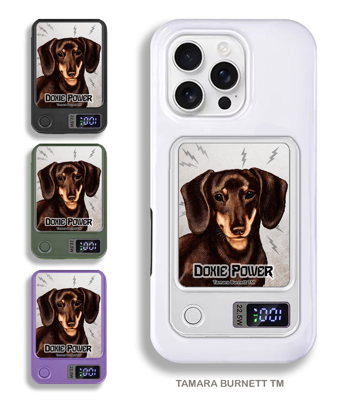 Short-Haired Dachshund Chocolate and Cream Phone Bank Wireless Charger