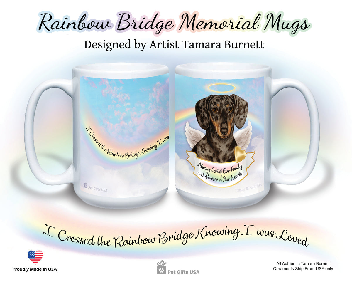 Short-Haired Dachshund Dapple Chocolate/Tan Memorial Mug 15 oz