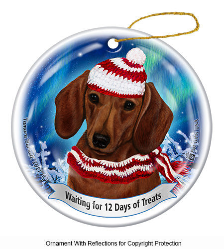 Dachshund Red 12 Days of Treats Ornament