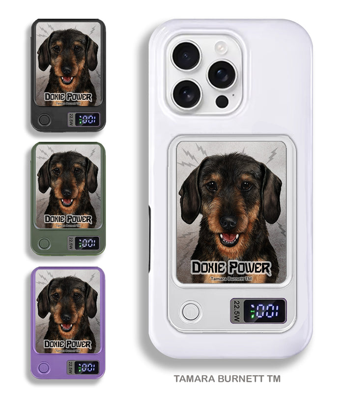Wire-Haired Dachshund Black and Tan Phone Bank Wireless Charger