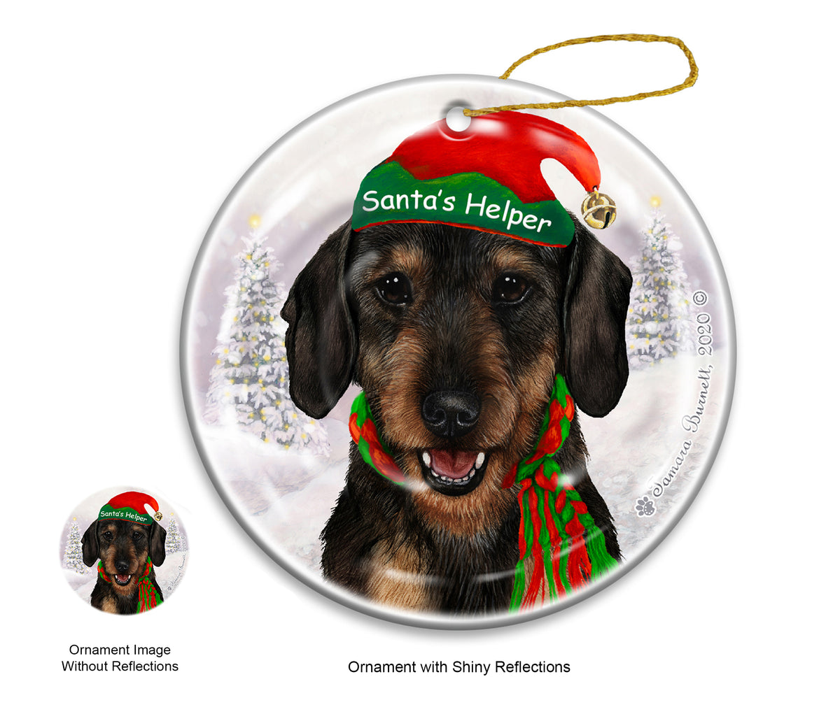 Dachshund WH - Santa's Helper Ornament