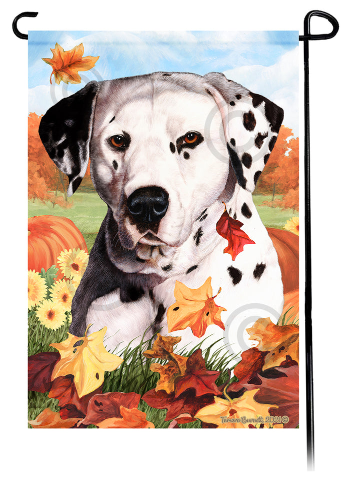 Dalmatian Falling Leaves Garden Flags