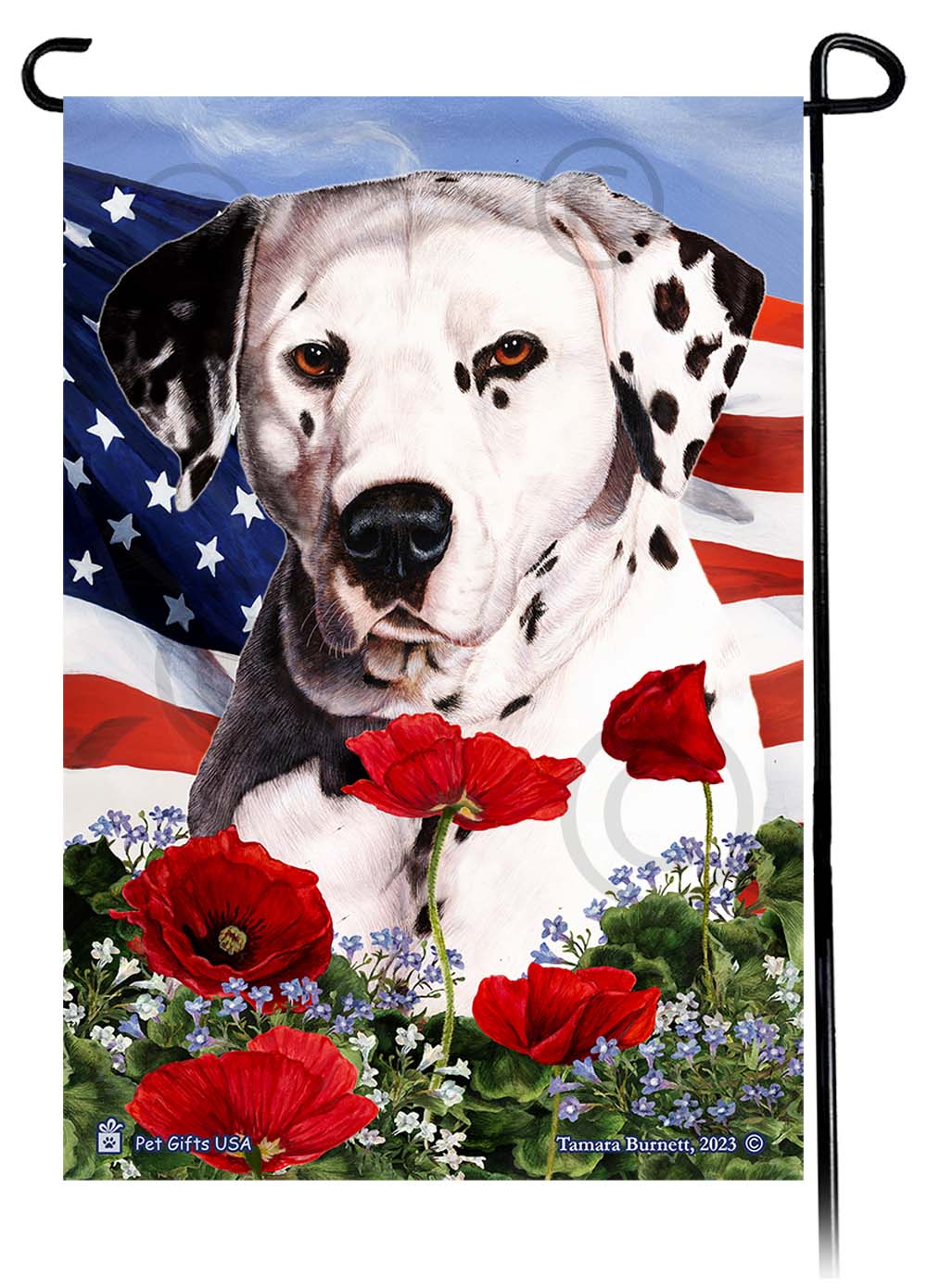 Dalmatian Patriotic Flowers Garden Flags