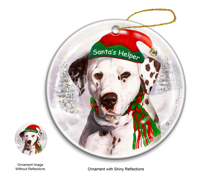 Dalmation Liver and White - Santa's Helper Ornament