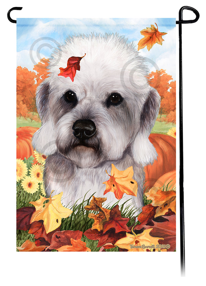 Dandie Dinmont Terrier Falling Leaves Garden Flags