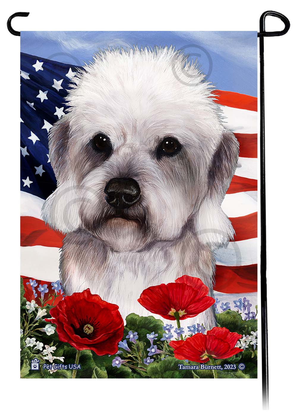Dandie Dinmont Terrier Patriotic Flowers - Garden Flag