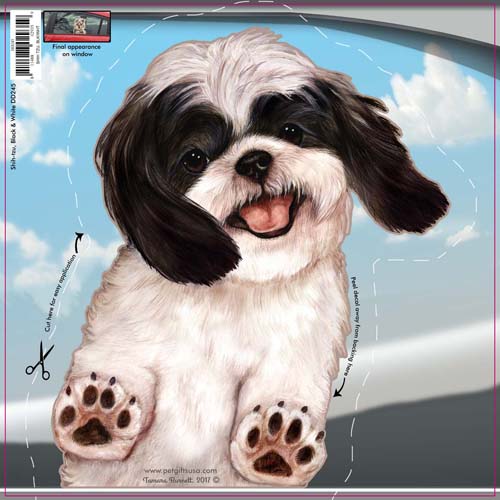 Shih Tzu Black and White Window Cling