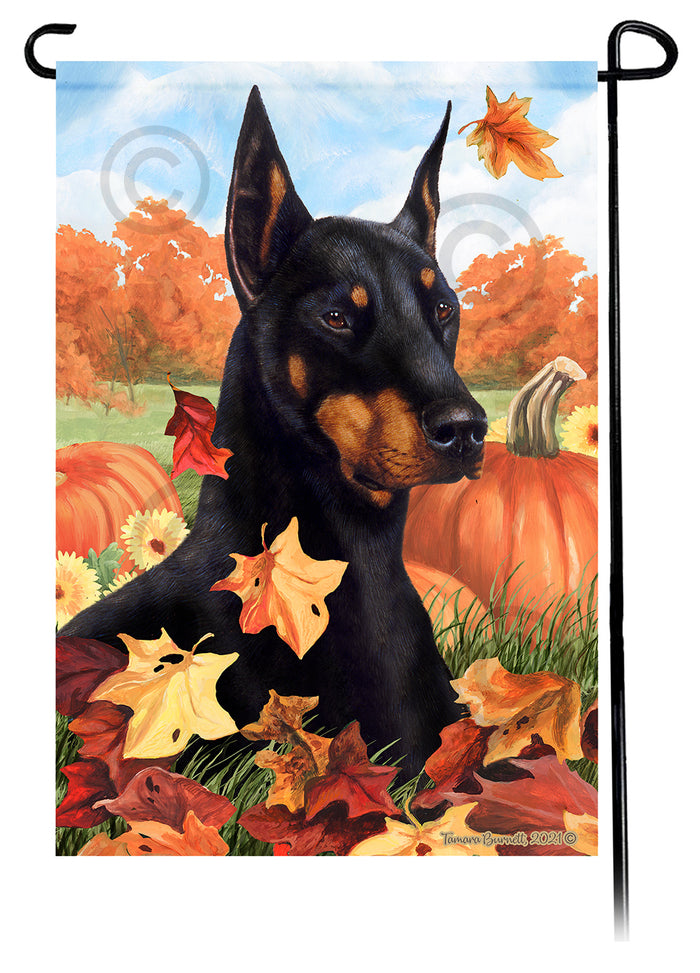 Doberman Pinscher Falling Leaves Garden Flags