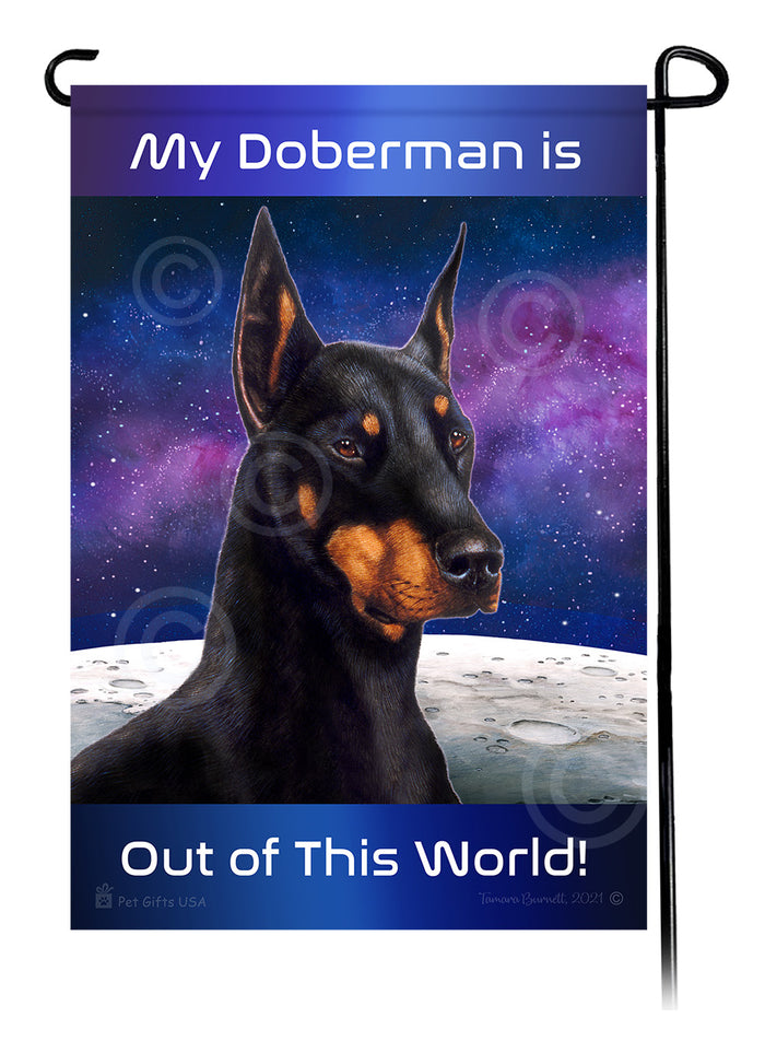 Doberman Pinscher Out Of This World Garden Flags