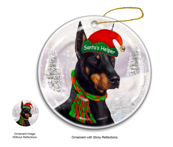 Doberman - Santa's Helper Ornament
