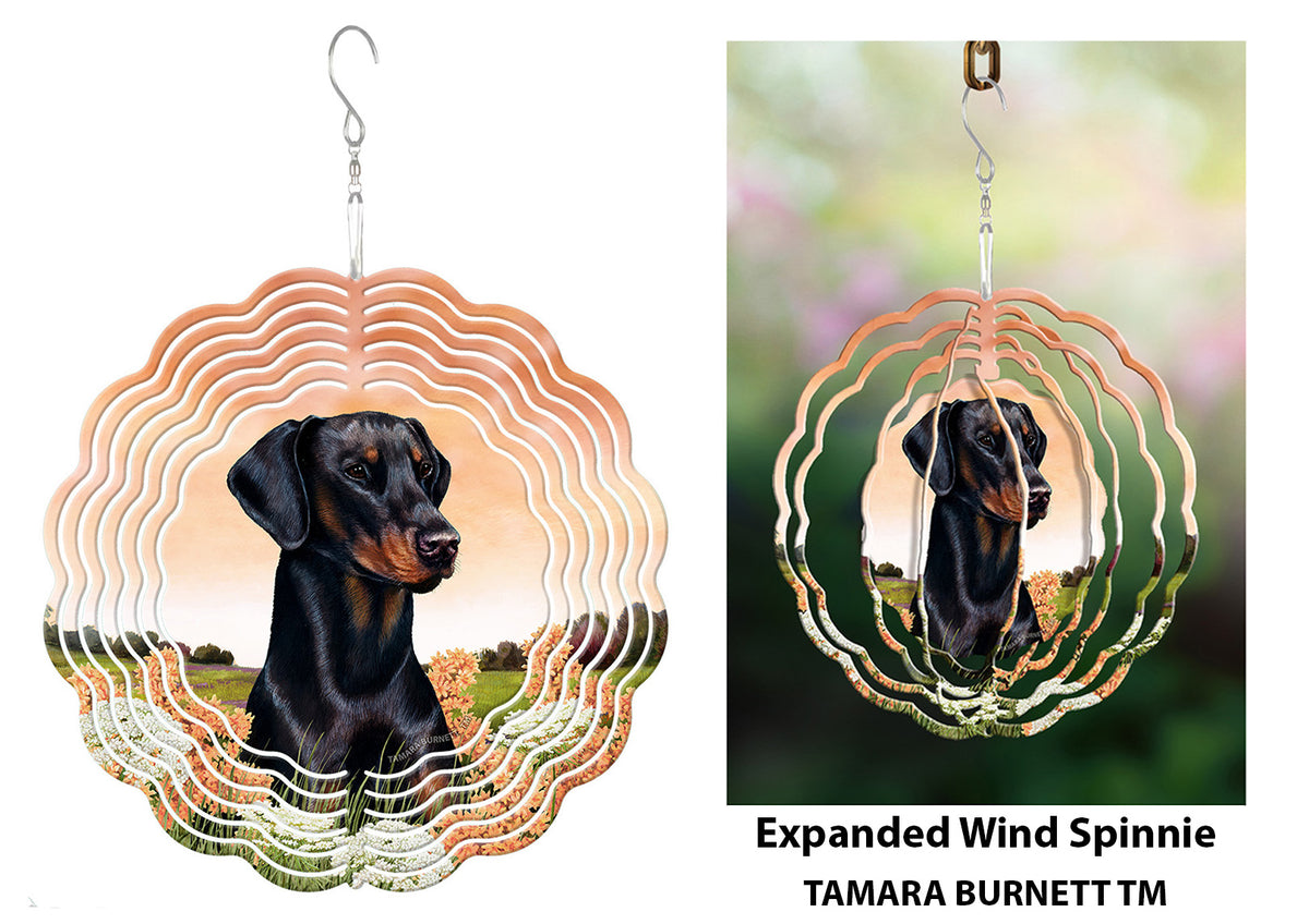Doberman Black Uncropped Wind Spinner