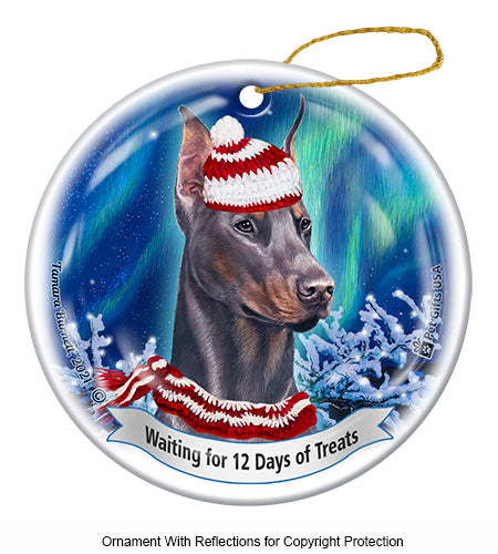 Doberman Cropped Blue Ornament