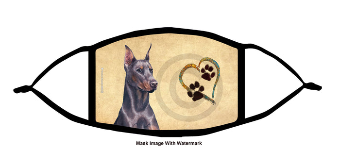Doberman (Blue, Cropped) Face Mask