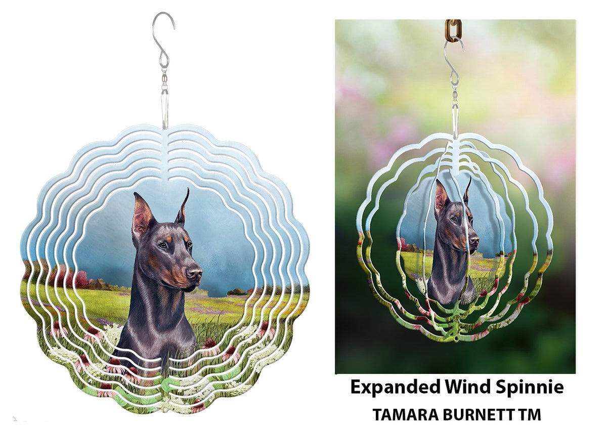 Doberman Blue Cropped Wind Spinner