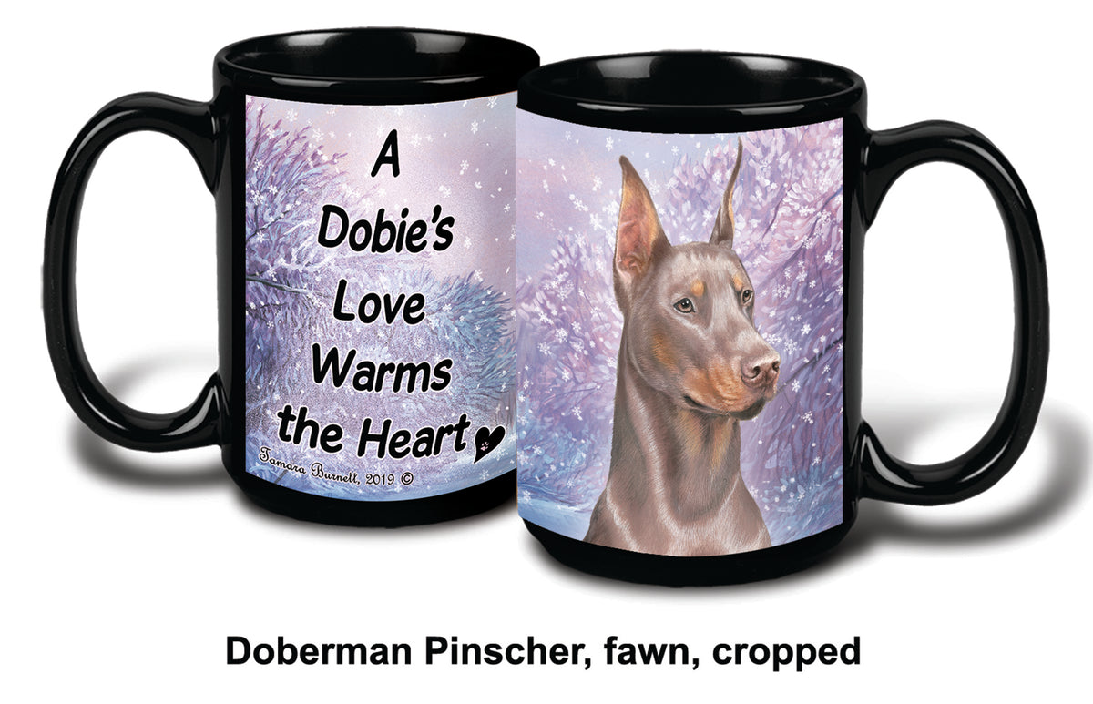 Doberman Cropped Fawn Winter Mug 15 oz