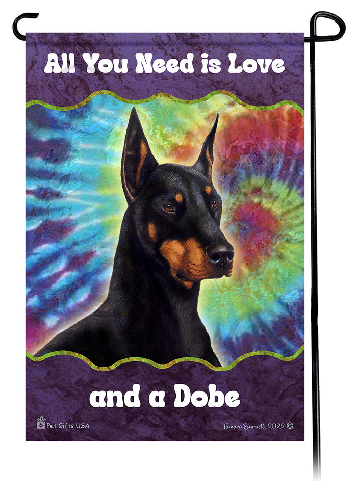 Doberman Pinscher All You Need Is Love Garden Flags