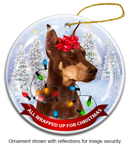 Doberman Cropped Red Ornament