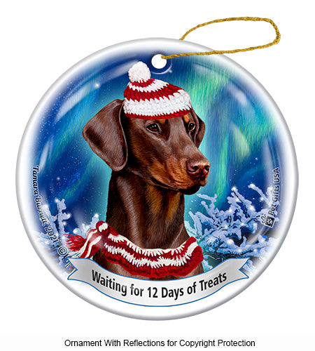 Doberman Uncropped Red Ornament
