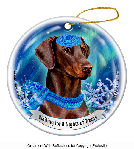 Doberman Uncropped Red Ornament