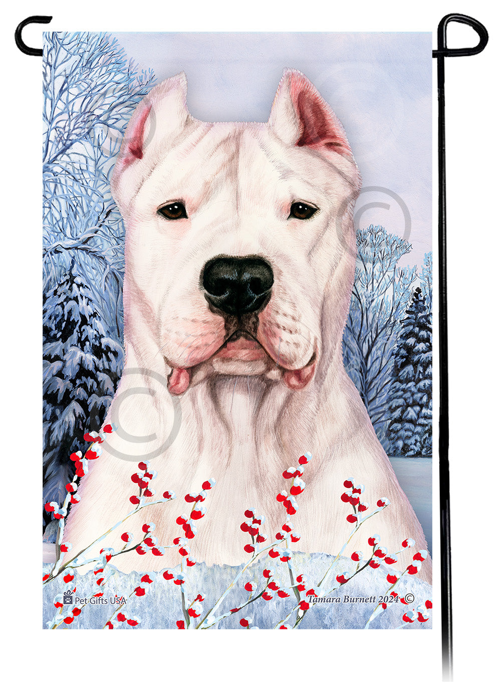 Dogo Argentino Winterberries Garden Flags