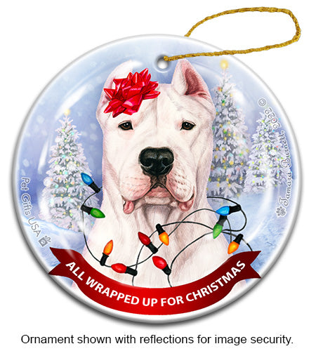 Dogo Argentino Cropped All Wrapped Up Ornament