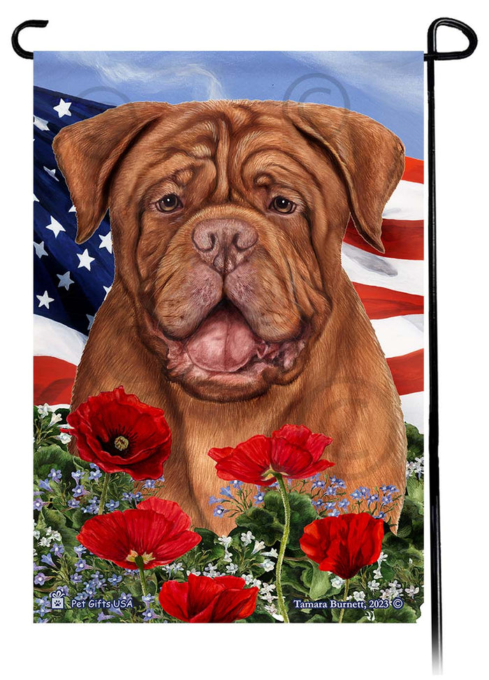 Dogue de Bordeaux Patriotic Flowers Garden Flags