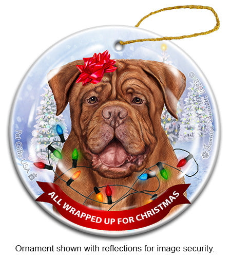 Dogue de Bordeaux All Wrapped Up Ornament