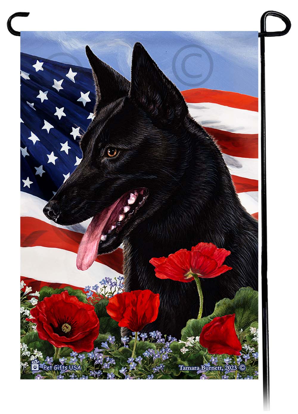 American Shepherd Patriotic Flowers - Garden Flag