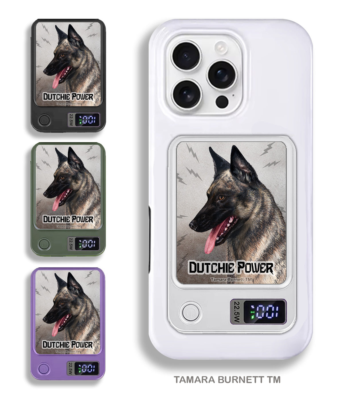 Dutch Shepherd Silver Brindle Phone Bank Wireless Charger
