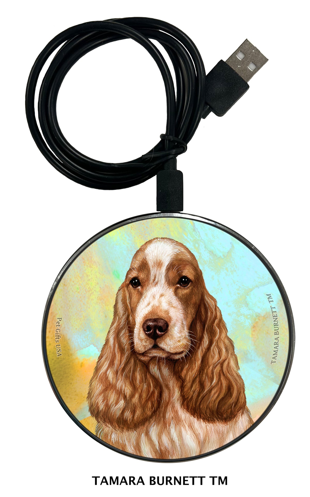 English Cocker Spaniel Orange Roan Zoomies Wireless Charger