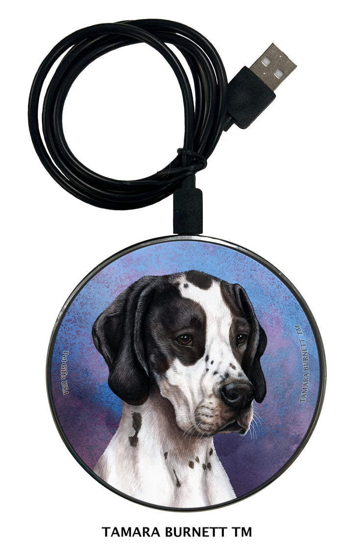 English Pointer Black and White Zoomies Wireless Charger