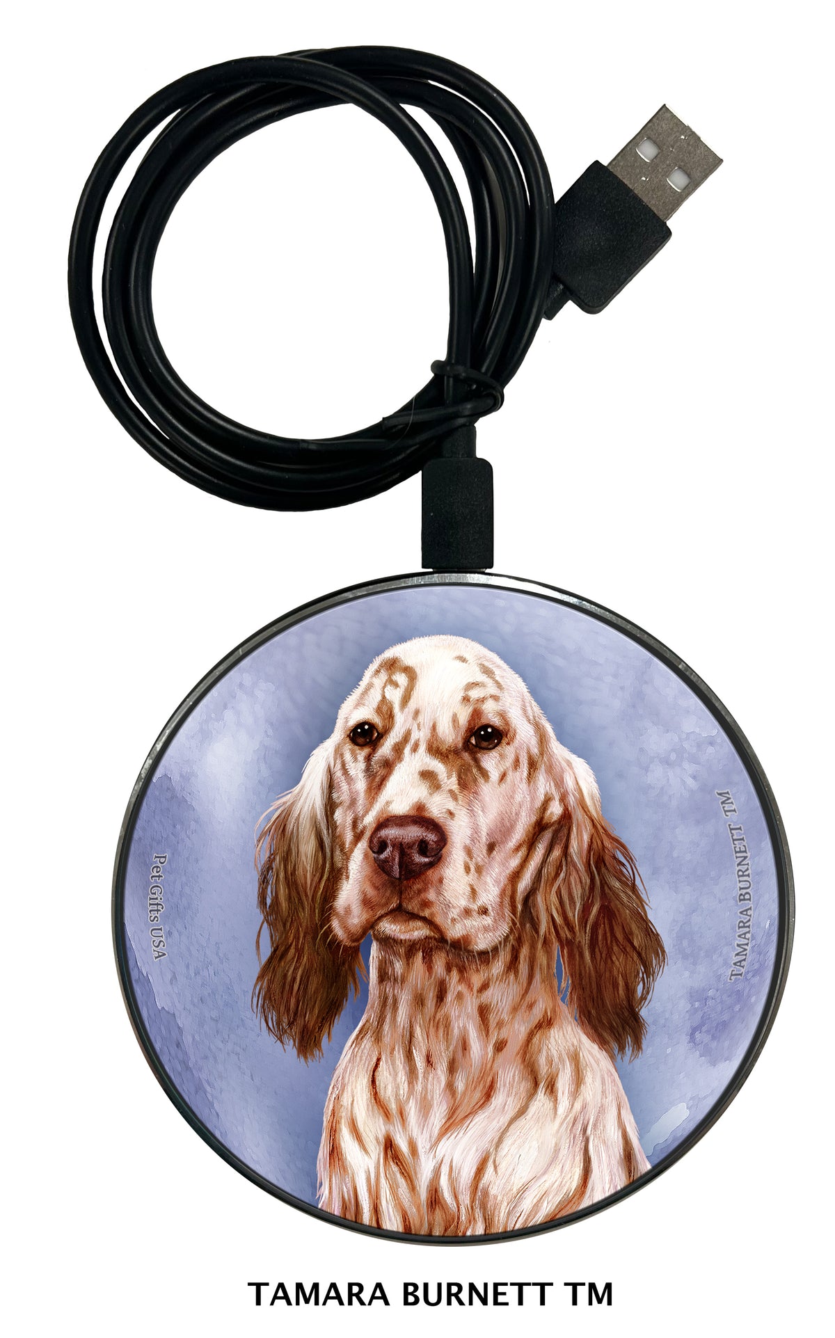 English Setter Orange Belton Zoomies Wireless Charger
