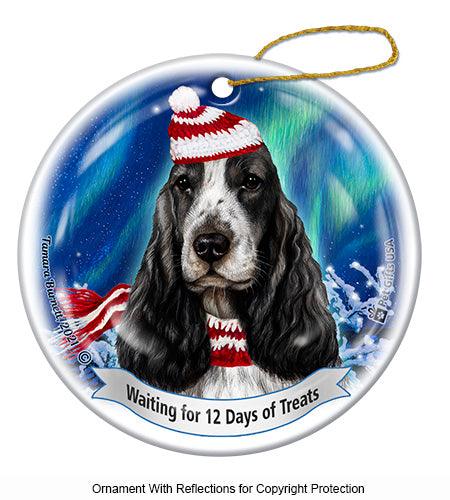 English Cocker Spaniel Black and White Ornament