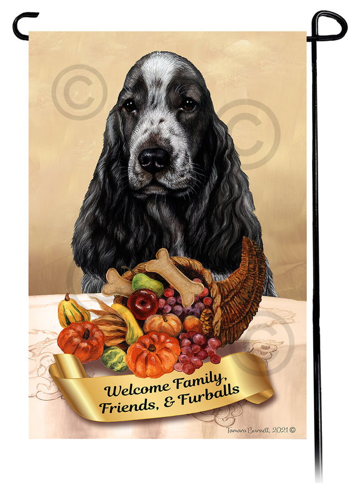 English Cocker Spaniel Thanksgiving Garden Flags