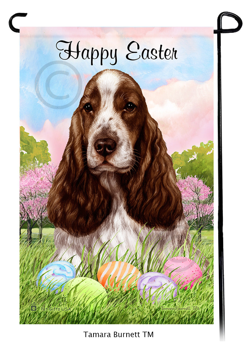 English Cocker Spaniel Happy Easter - Garden Flag
