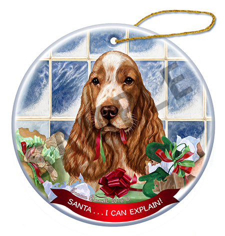 English Cocker Orange Roan - Santa I Can Explain Ornament
