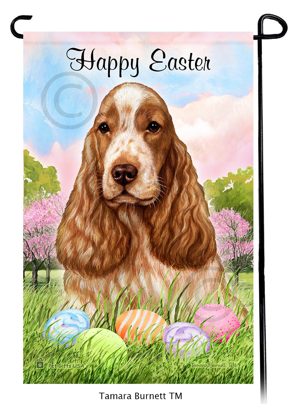 English Cocker Spaniel Happy Easter - Garden Flag