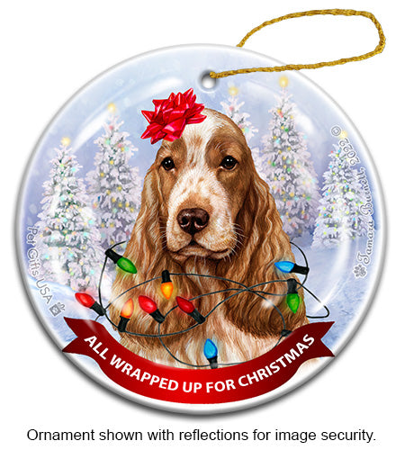 English Cocker Spaniel All Wrapped Up Ornament