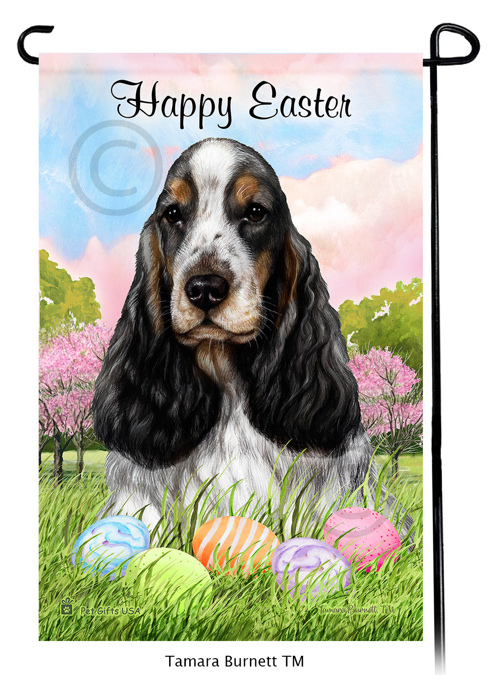 English Cocker Spaniel Happy Easter - Garden Flag