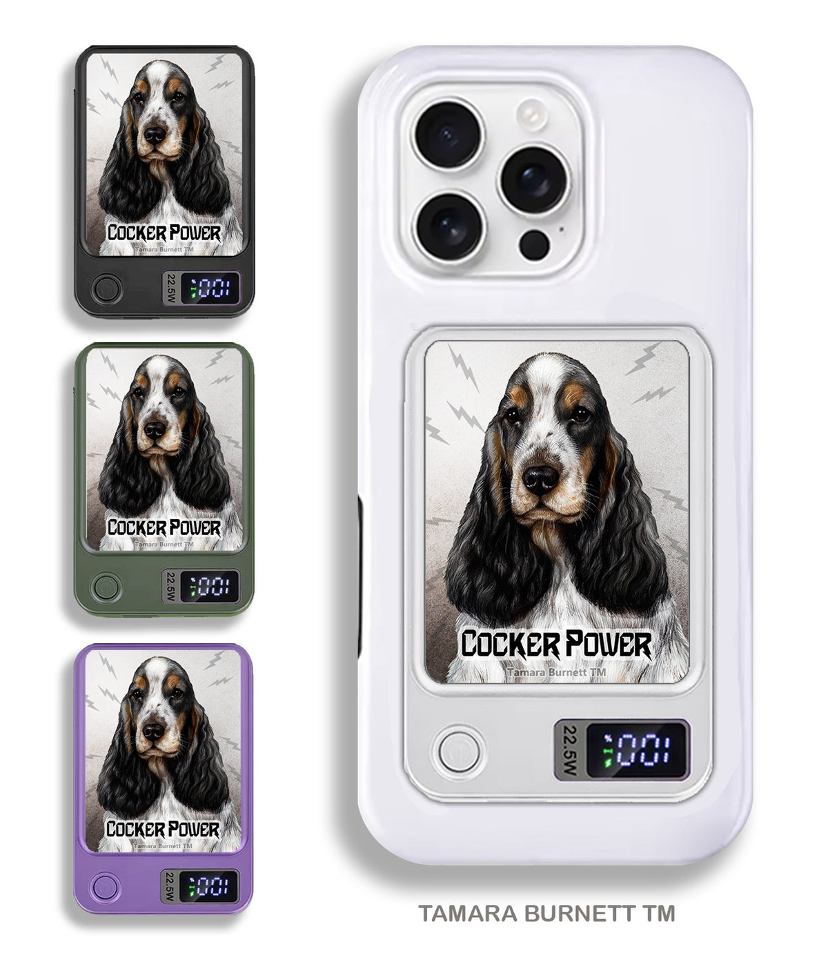 English Cocker Spaniel Tri-Color Phone Bank Wireless Charger