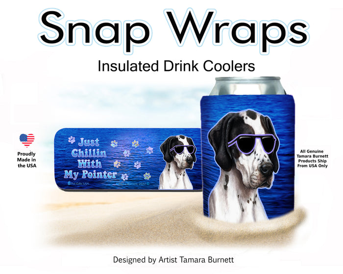 English Pointer Black and White Snap Wrap Cozy