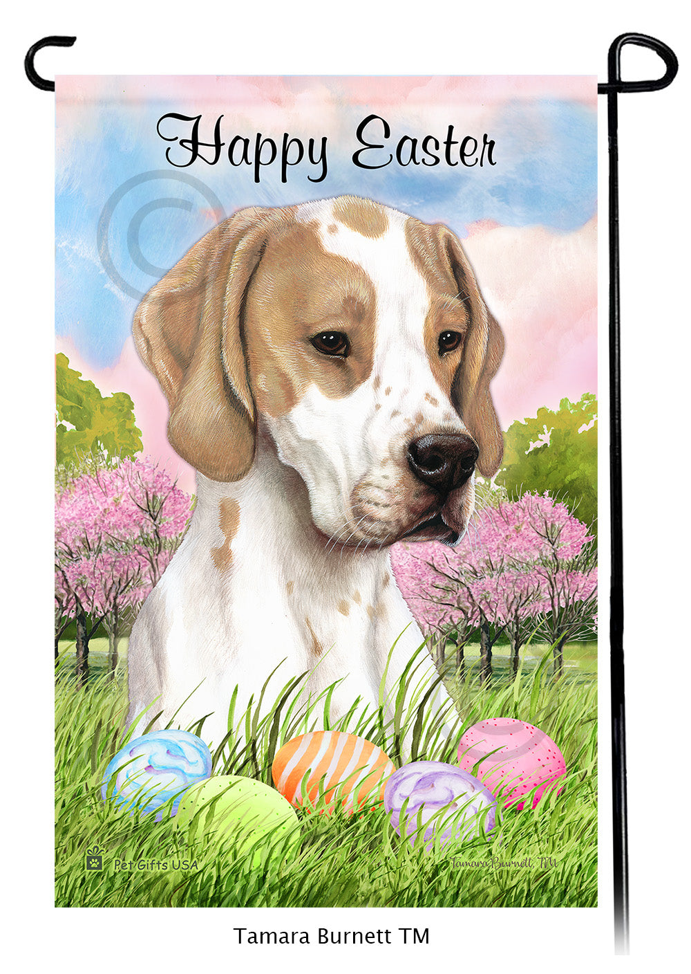 English Pointer Happy Easter - Garden Flag