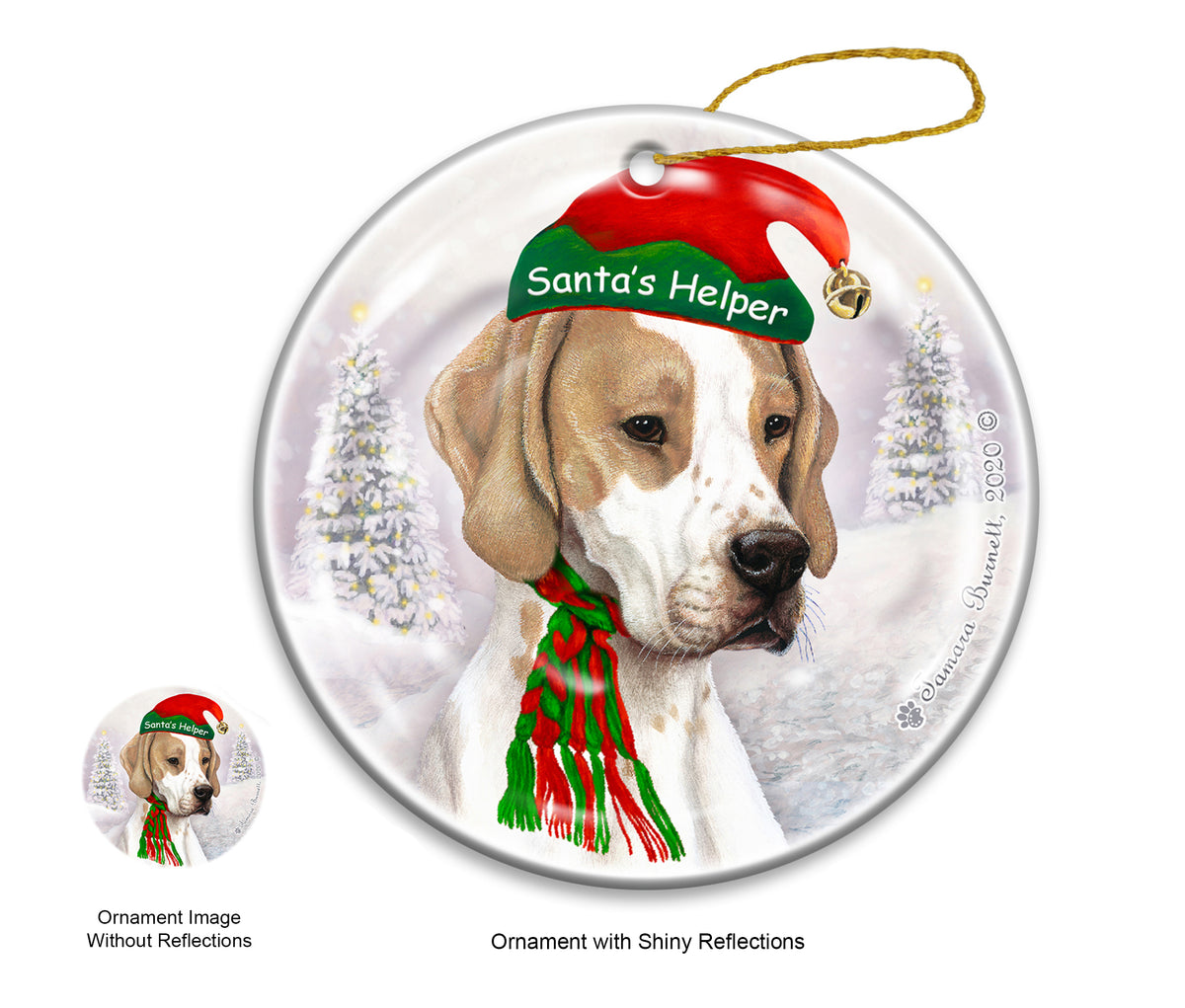 English Pointer Lemon & White Ornament