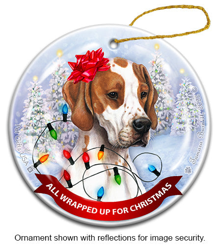 English Pointer Red and White Ornament